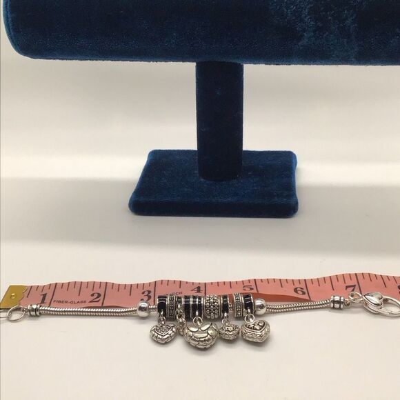 Silver Toned Heart Charm Bracelet - Picture 5 of 5